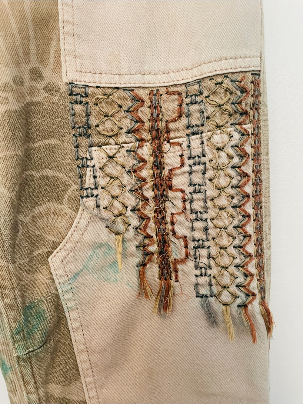 Pilcro Anthropologie Beige Patchwork Utility Pants - Picture 2 of 9